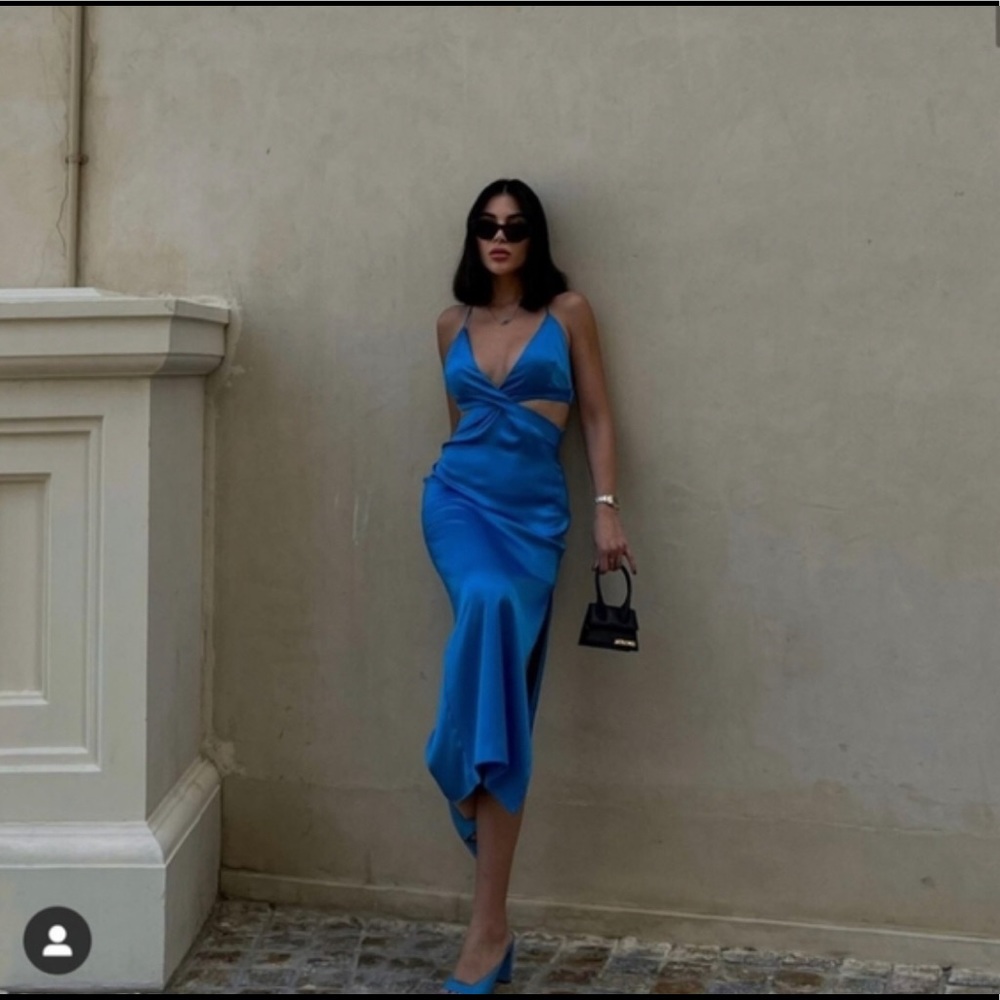 Blue satin Zara dress NWT
